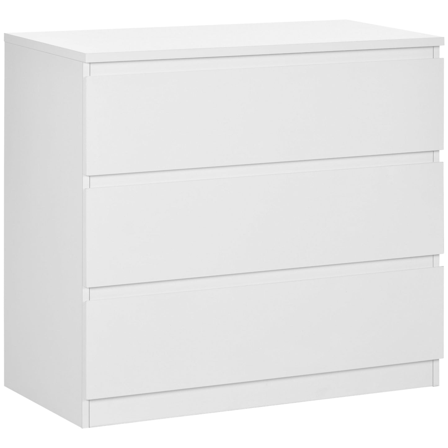 HOMCOM Chest of Three Storage Drawers with Anti-Tipping Straps - White
