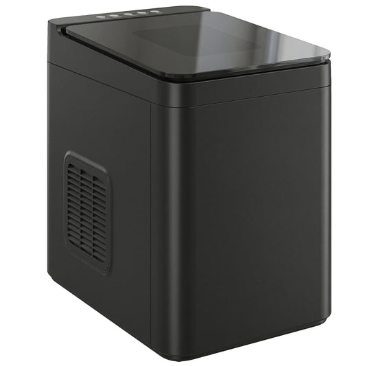HOMCOM Countertop Ice Maker Machine Self-Cleaning Compact Ice Machine with Ice Scoop & Basket, Black