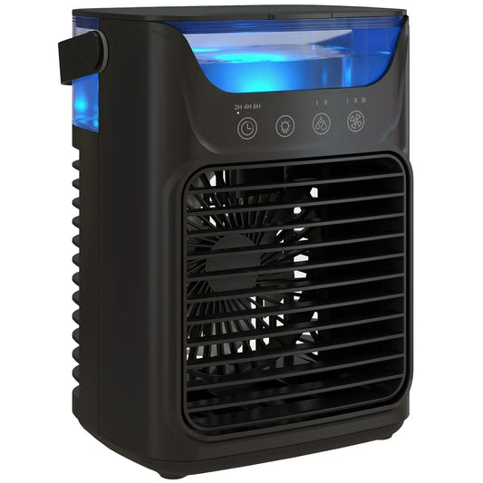 HOMCOM Desk Fan with Adjustable Head, 3-Speed Small Fan with 700ml Water Tank Black