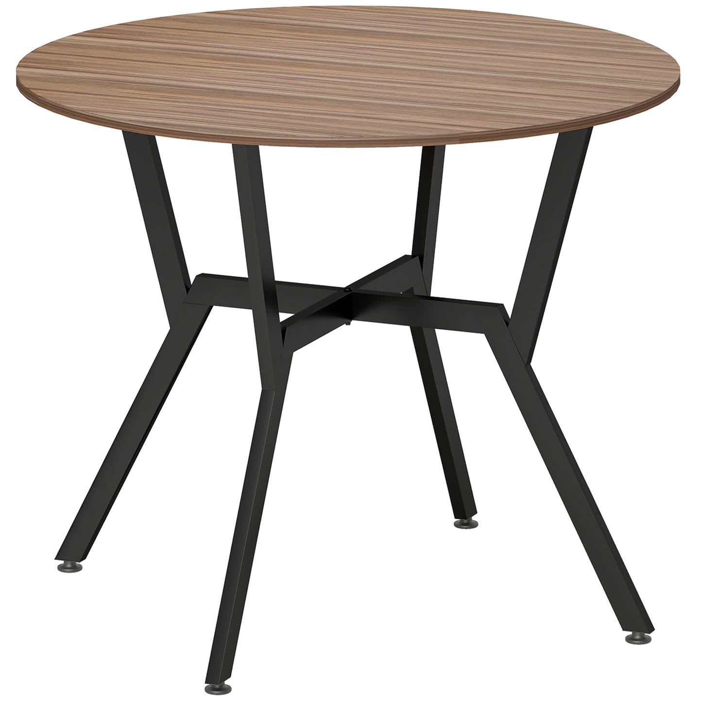 HOMCOM Dining Table, Round Kitchen Table with Black Legs, Anti-Slip Foot Pads, Brown