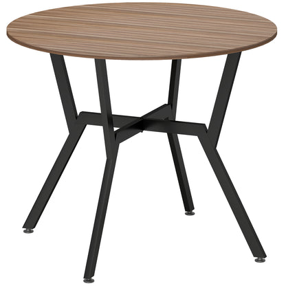 HOMCOM Dining Table, Round Kitchen Table with Black Legs, Anti-Slip Foot Pads, Brown