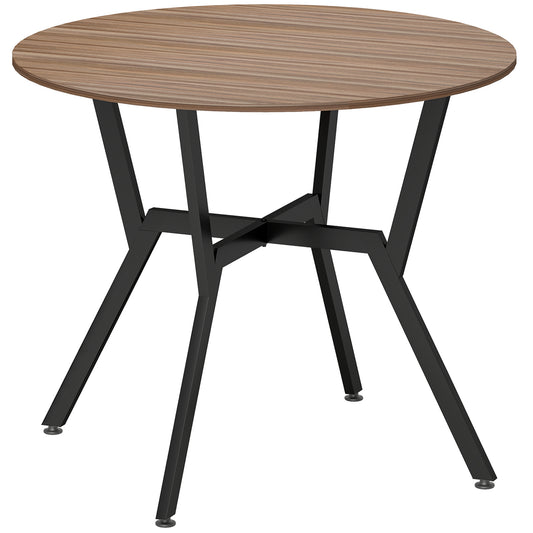 HOMCOM Dining Table, Round Kitchen Table with Black Legs, Anti-Slip Foot Pads, Brown
