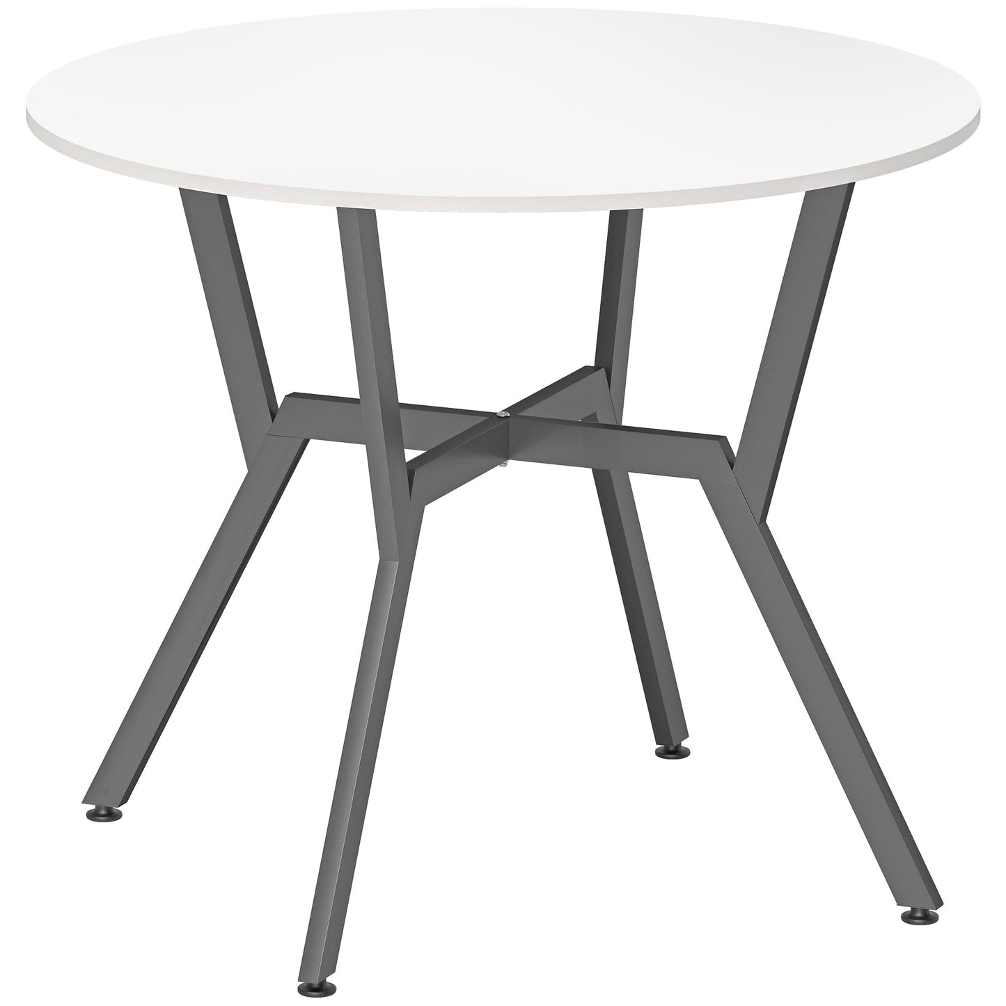 HOMCOM Dining Table, Round Kitchen Table with Black Legs, High Gloss White