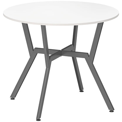 HOMCOM Dining Table, Round Kitchen Table with Black Legs, High Gloss White