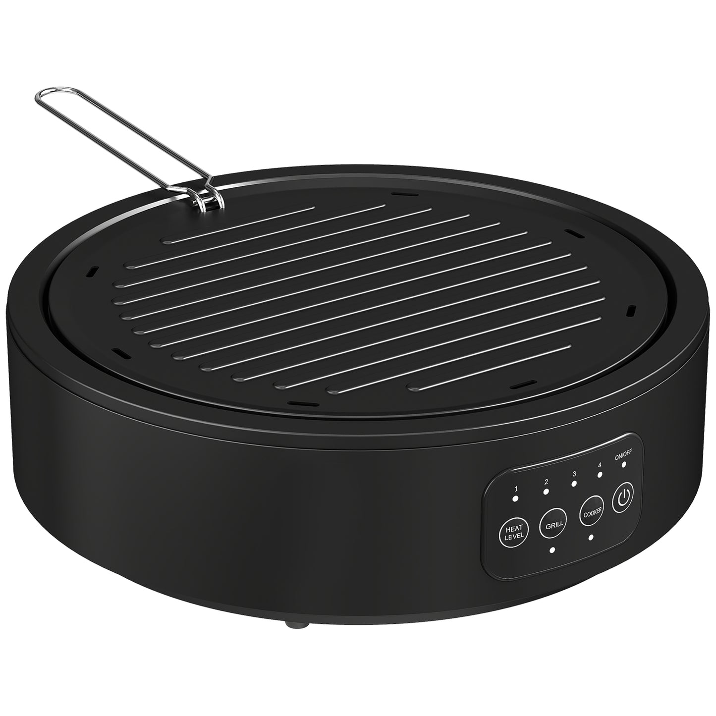 HOMCOM Electric Ceramic Hob with Grill Plate, Multifunctional with 4 Heat Levels for All Type Pot