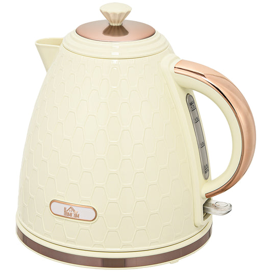 HOMCOM Electric Kettle, 1.7L, Fast Boil, 3000W Cordless Water Kettle with Removable Washable Anti-Scale Filter, Beige