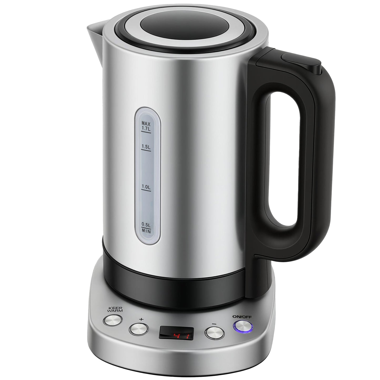 HOMCOM Electric Kettle, 1.7L, Fast Boil, 3kW Water Kettle with UK Strix Thermostat, LCD Base, Silver Tone