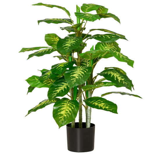 HOMCOM Evergreen Tree Fake Decorative Artificial Indoor Faux Plant, with Pots