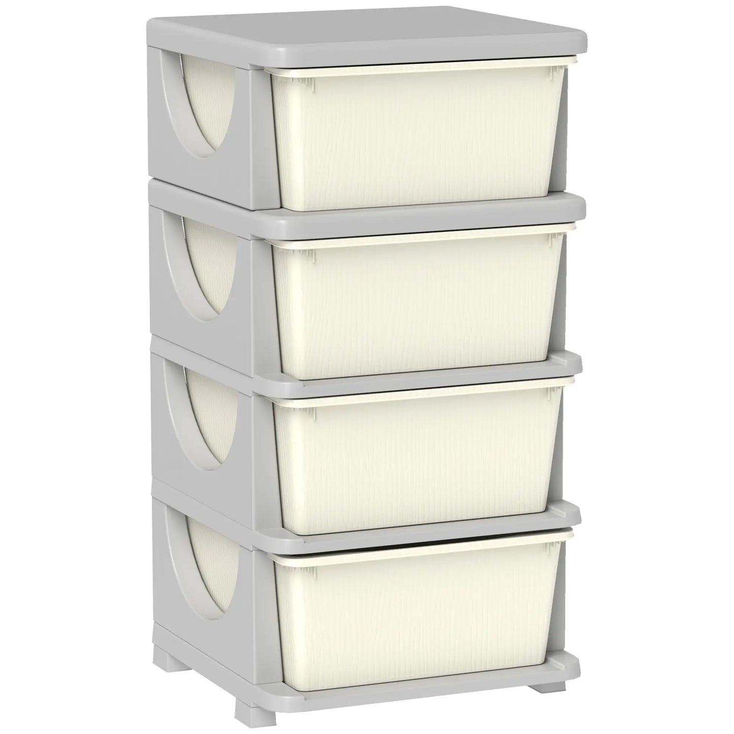 HOMCOM Four-Tier Kids Storage Boxes with Four Drawers - Cream