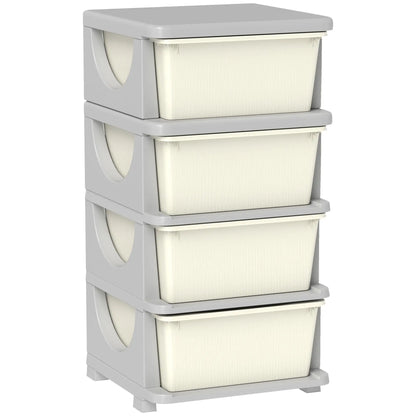 HOMCOM Four-Tier Kids Storage Boxes with Four Drawers - Cream