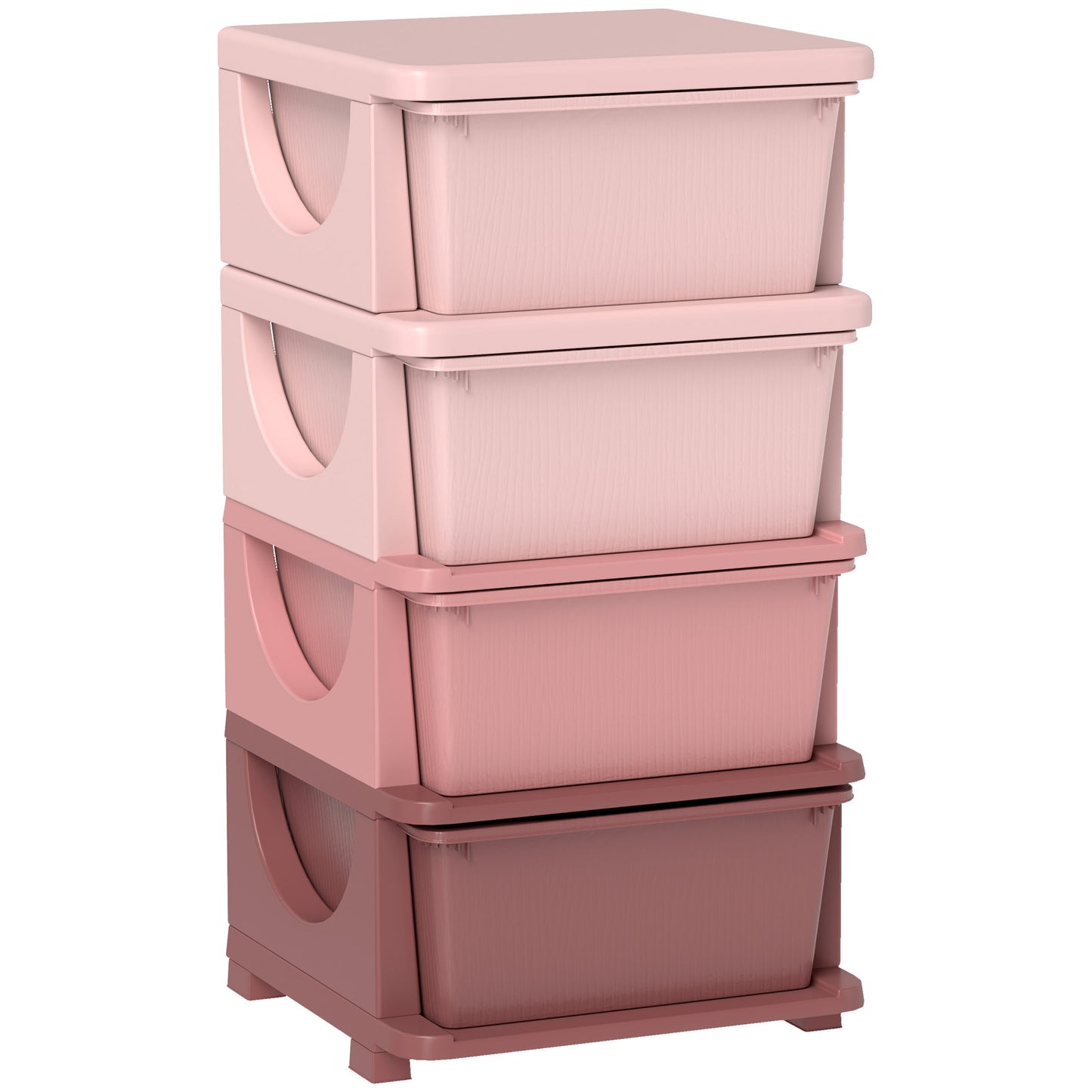 HOMCOM Four-Tier Kids Storage Boxes, with Four Removable Drawers, Pink