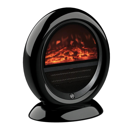 HOMCOM Freestanding Electric Fireplace Indoor Table Top Space Heater with Flame Effect, Rotatable Head, 1500W, Black