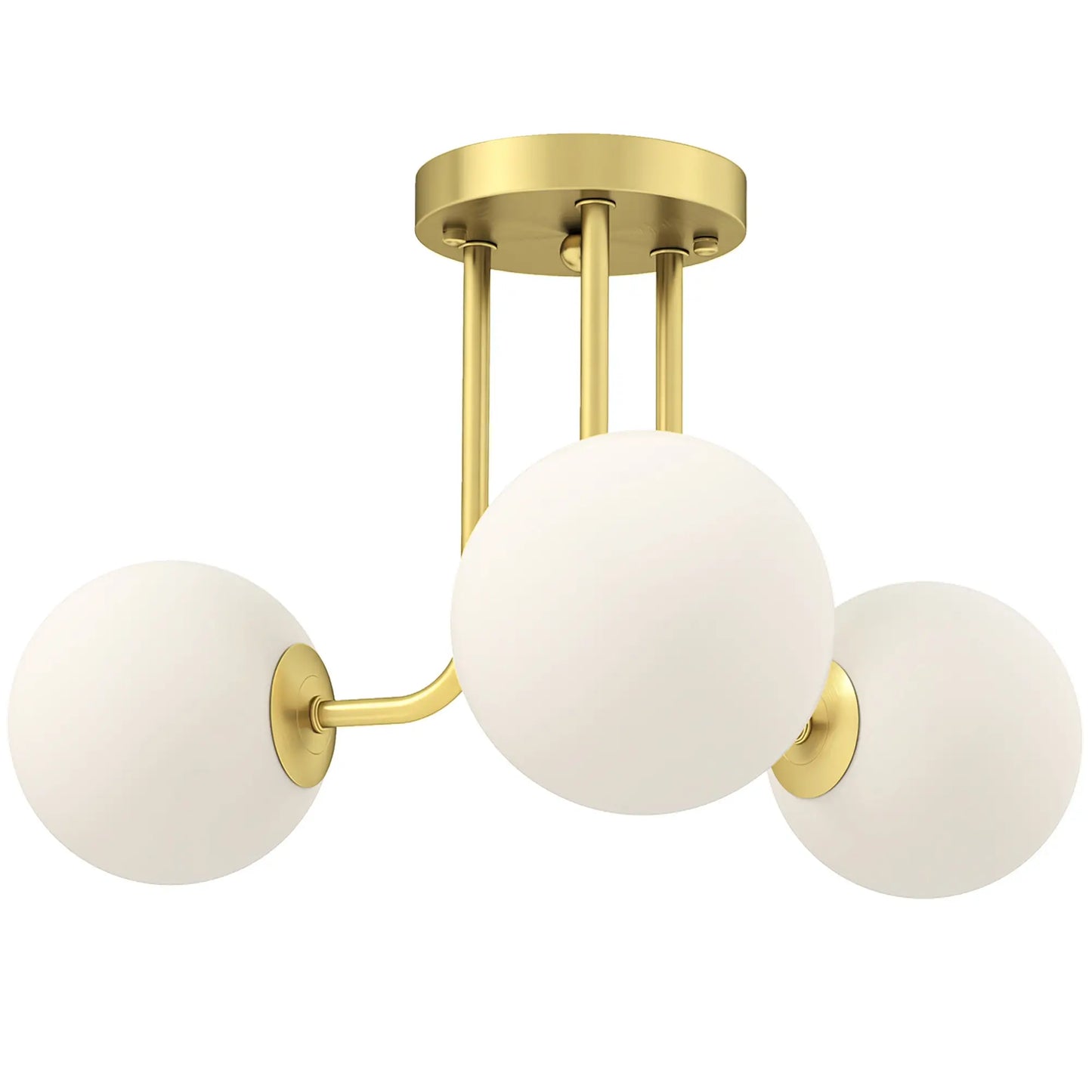 HOMCOM Globe Shades LED Ceiling Light, Modern 3-Light with G9 Sockets, Bulbs Not Included, Gold Tone