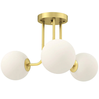 HOMCOM Globe Shades LED Ceiling Light, Modern 3-Light with G9 Sockets, Bulbs Not Included, Gold Tone