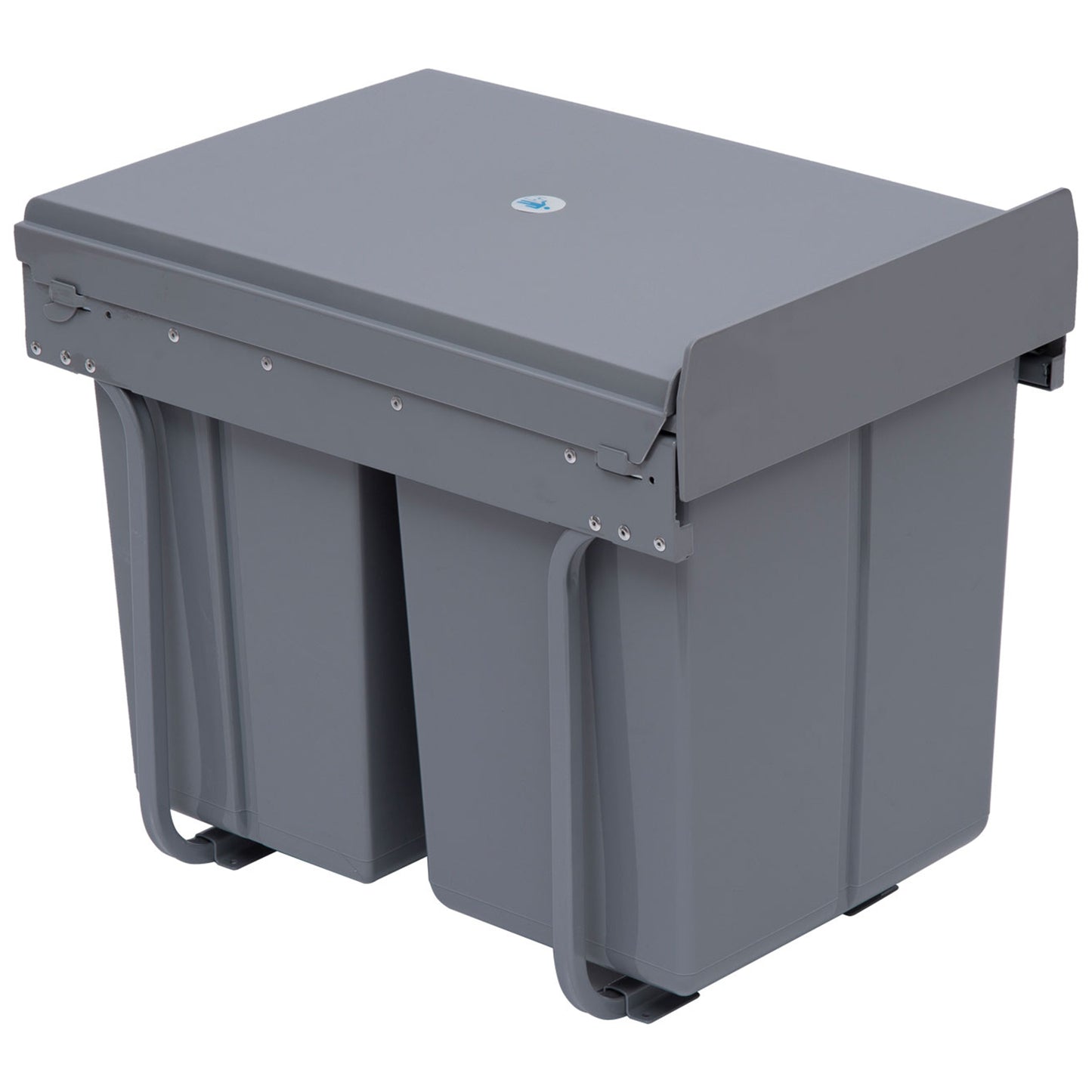 HOMCOM Kitchen Recycle 2 x 20L Waste Bin Pull Out Soft Close Dustbin Recycling Cabinet Trash Can, Grey