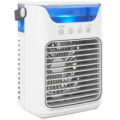 HOMCOM Mini Desk Fan with Adjustable Head, 3-Speed Small Fan & 700ml Water Tank, White