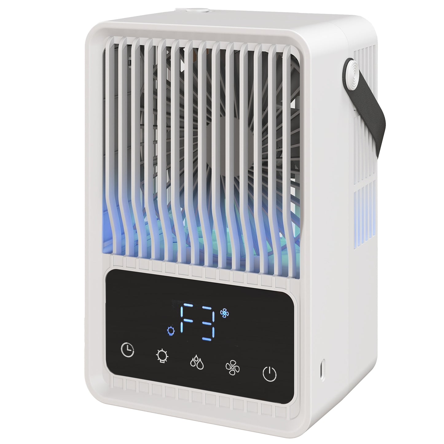HOMCOM Mini Desk Fan with Humidifier & RGB Light Portable Table Fan with 550ml Water Tank