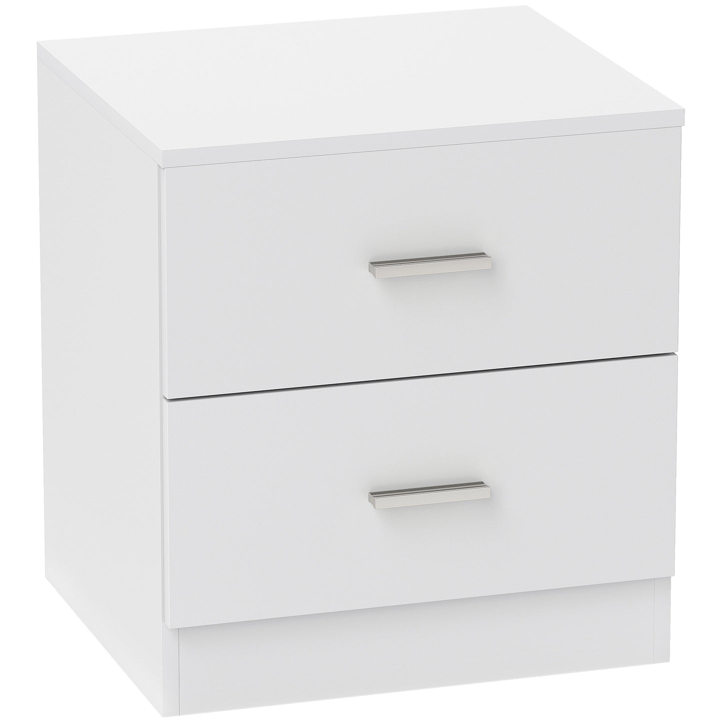 HOMCOM Modern Bedside Table, Beside Cabinet with 2 Drawers for Bedroom, Living Room, White