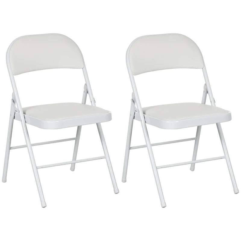 HOMCOM Set of Two Leather Cushioned Steel Folding Chairs