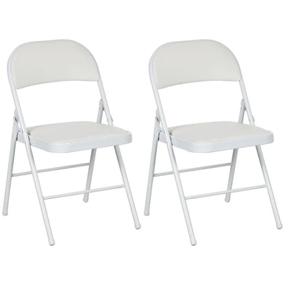 HOMCOM Set of Two Leather Cushioned Steel Folding Chairs