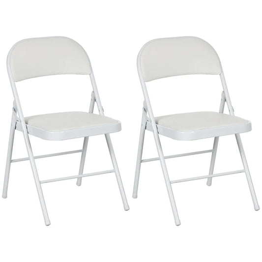 HOMCOM Set of Two Leather Cushioned Steel Folding Chairs