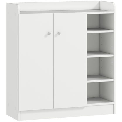 HOMCOM Shoe Storage Cabinet Two Doors w/ Adjustable 4 Shelves Cupboard Footwear Rack Stand Organiser, White