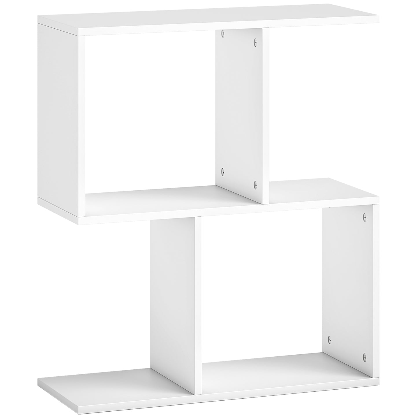 HOMCOM Side Table, Narrow End Table with Storage Shelves, S-Shaped, 3-Tier, White
