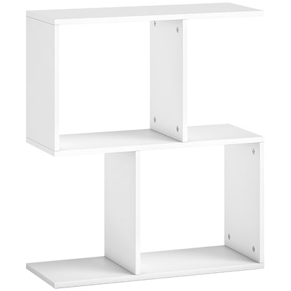HOMCOM Side Table, Narrow End Table with Storage Shelves, S-Shaped, 3-Tier, White