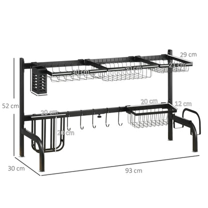 HOMCOM Space Saving 2 Tier Dish Drainer