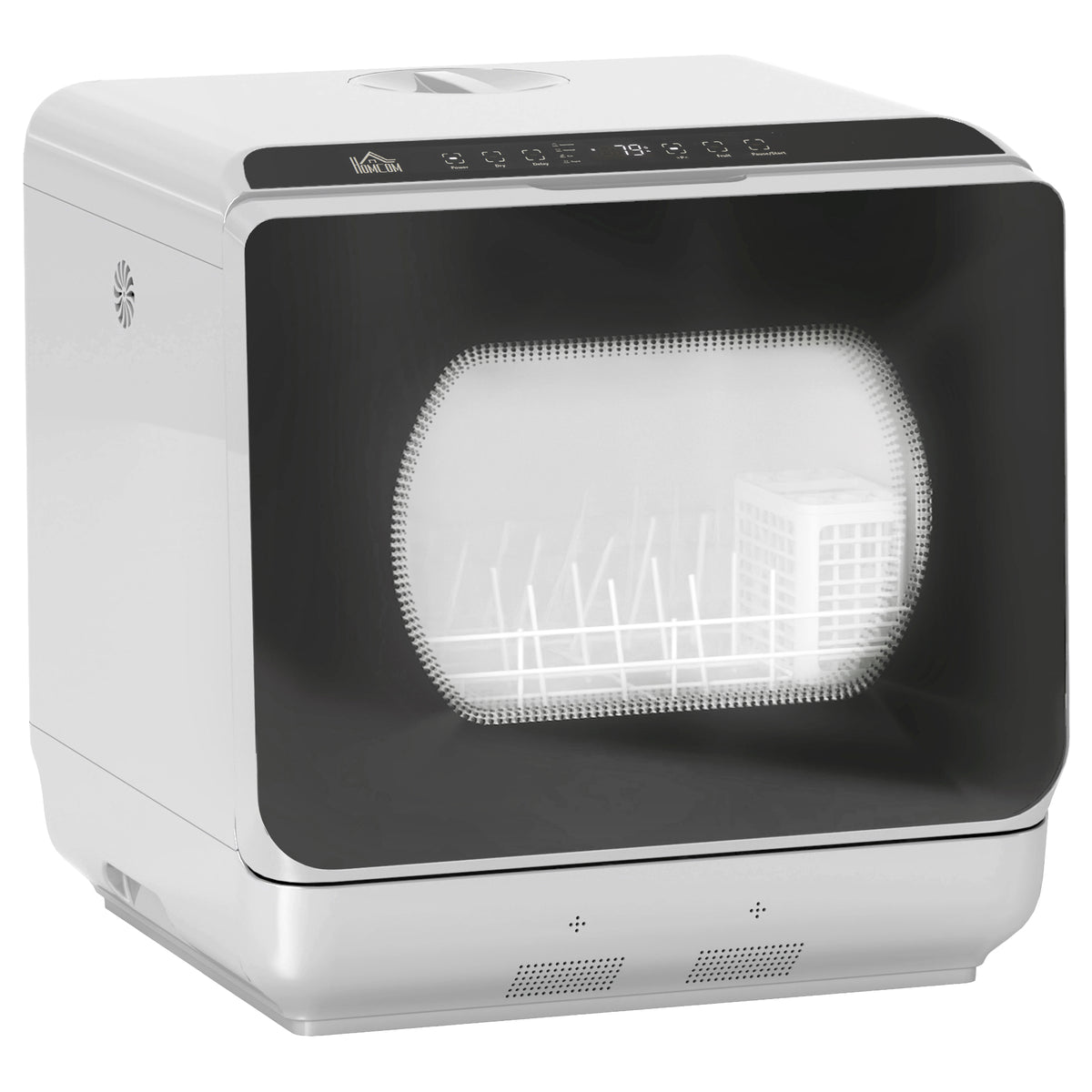 HOMCOM Table Top Dishwasher with Built-in 6L Water Tank, Mini Countertop Dishwasher with 6 Programs, Silver Tone