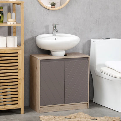 HOMCOM Under Sink Bathroom Storage Cabinet Floor Standing Cupboard Adjustable Shelf
