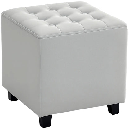 HOMCOM Velvet-Feel Square Ottoman Lightweight Footstool - Light Grey