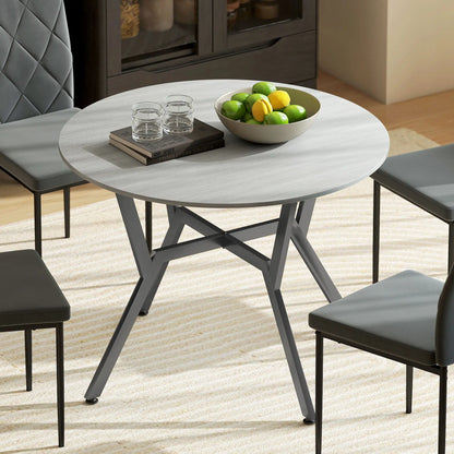 HOMCOM Round Kitchen Dining Table with Anti-Slip Foot Pads for Living Room, Dining Room, Grey