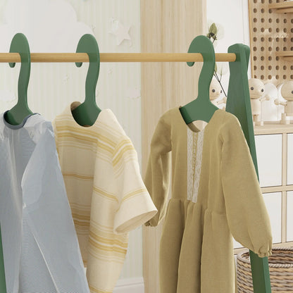 AIYAPLAY Kids Clothes Rail with 3 Hangers, Bottom Storage Shelf for Girls, Boys, Nursery, Bedroom, Green