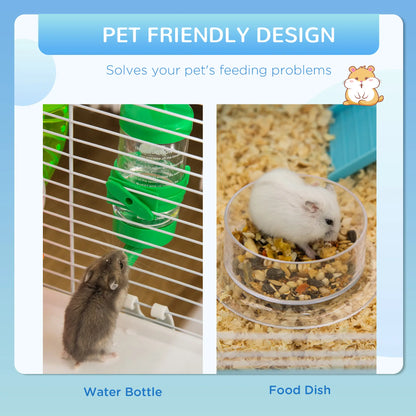PawHut Hamster Cage, Gerbil Cage 3 Tier for Dwarf Hamster with Tube, Exercise Wheel, Water Bottle, Food Dish - Blue