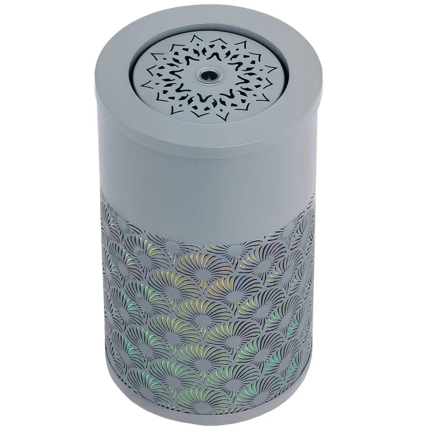 Outsunny Tall Garden Waterfall Fountain with LED Lights & Pump with Adjustable Flow for Indoor & Outdoor Decor, Light Grey