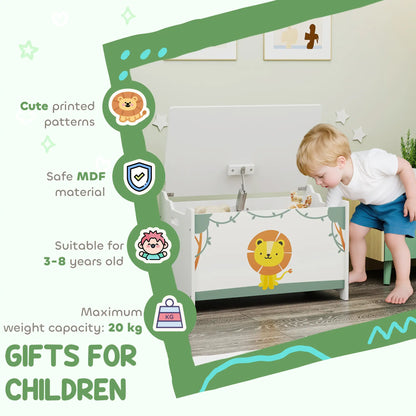 AIYAPLAY Toy Storage Organiser Box with Lid, Safety Hinges and Groove Handles for Kids, Playroom, Green