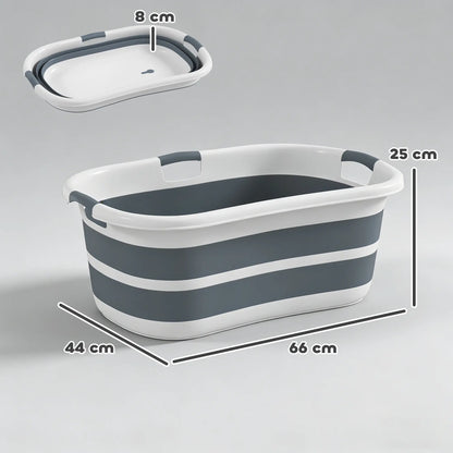 PawHut Dog Bath Tub, Portable Foldable Dog Bathtub with Drainage Hole for Small Dogs Puppies, Grey