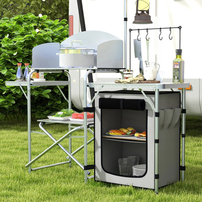 Outsunny Multi-Feature Outdoor Folding Camping & Hiking Kitchen, with Wind Shield