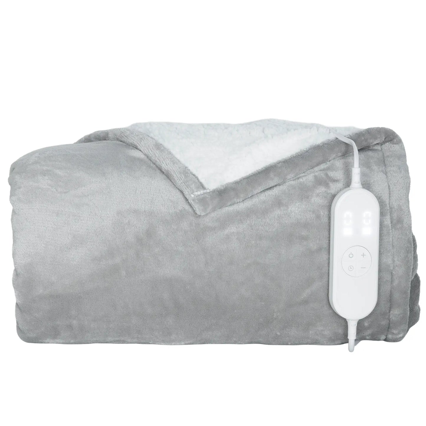 HOMCOM Electric Throw Heated Blanket with 10 Heat Levels & 10H Timer, Machine Washable with Overheat Protection, Grey