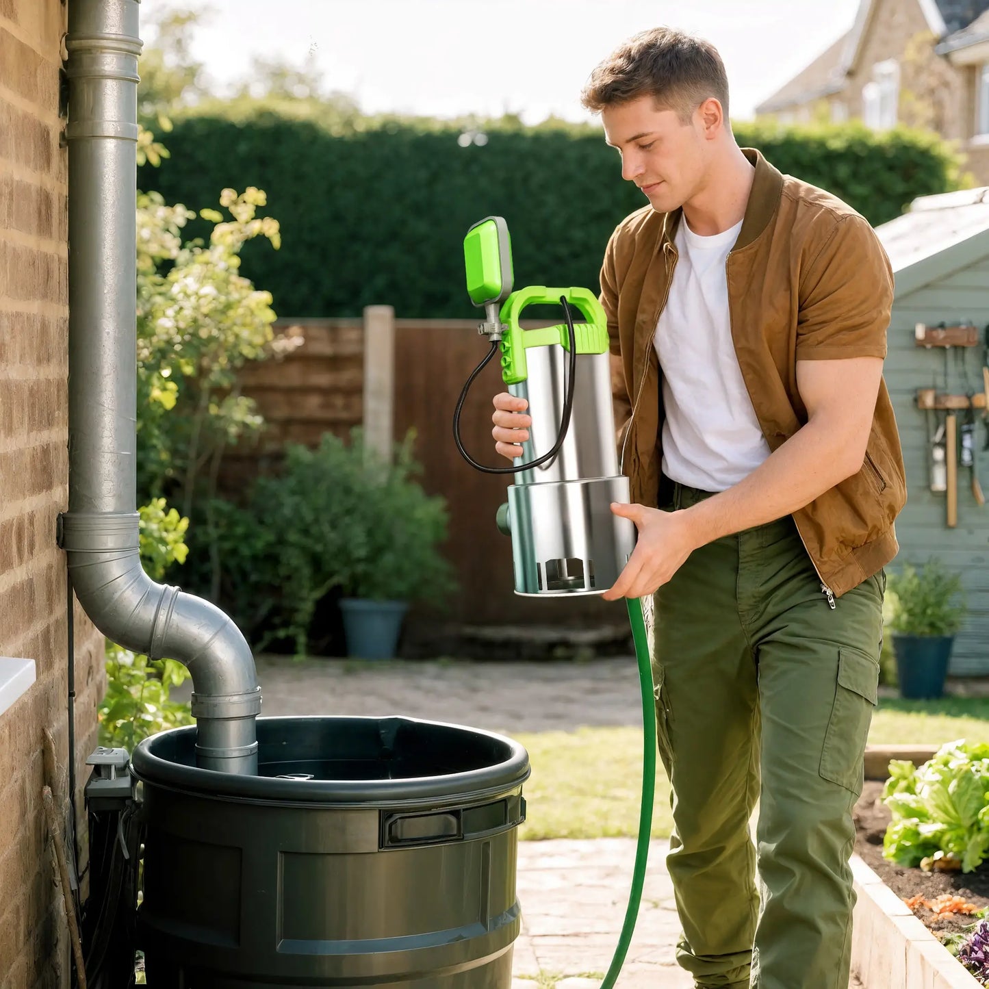 Outsunny 1100W Submersible Electric Water Sump Pump for Dirty/Clean Water with Portable and Lightweight, Green