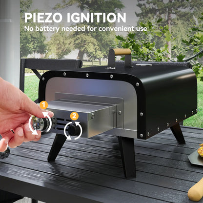 Outsunny Gas Powered 12" Pizza Oven Barbecue Charcoal Grills - Black