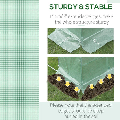 Outsunny Tunnel Walk-in Greenhouse Replacement Cover Winter Garden Plant PE Cover with Roll-up Windows Door Outdoor, Green