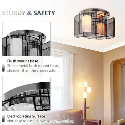 HOMCOM Modern Design Mini Style Flush Mount Ceiling Light Mount with Flush Metal Finish Chandelier for Hallway, Dining Room