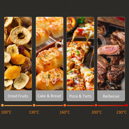 HOMCOM 16L Mini 1400W Countertop Oven - Black/Silver Tone