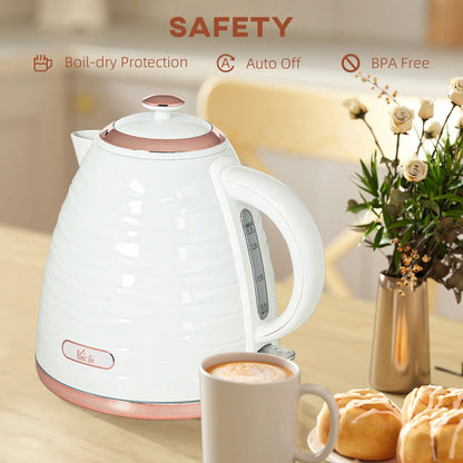 HOMCOM Kitchen 3kW Rapid Fast Boil Honeycomb Kettle - Cream