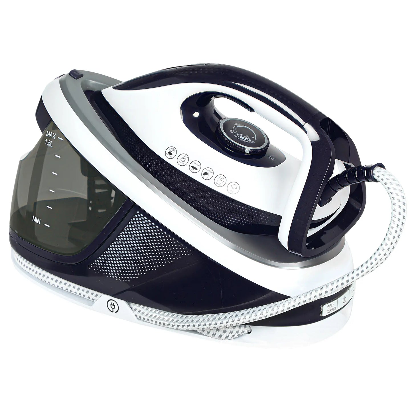 HOMCOM Steam Generator Iron with ECO Mode, Self-Cleaning, Powerful Vertical Steam, Ceramic Non-Stick Soleplate, Large 1.5L Detachable Water Tank, 2600W