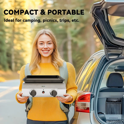 Outsunny Two Burner Portable Cooking BBQ Gas Grill for Garden & Outdoor Barbecue