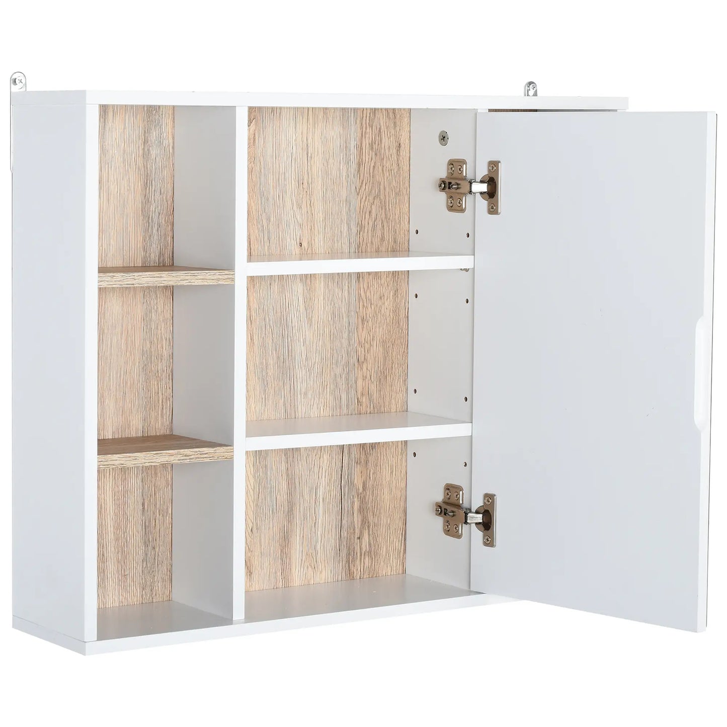 HOMCOM Bathroom Mirror Cabinet, Wall Mounted Storage Cabinet with Open Cupboard and Adjustable Shelf, White