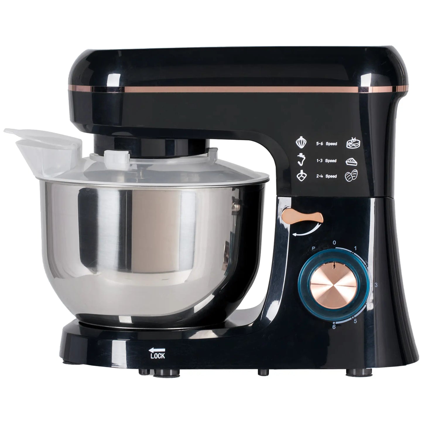 HOMCOM 5L Food Mixer for Baking, 6 Speeds and Pulse Setting, 1400W Electric Kitchen Stand Mixer with Stainless Steel Bowl, Black